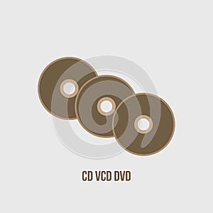 CD VCD DVD Disc symbols vector design.ÃÂ  Compact disc cassette icon illustration.